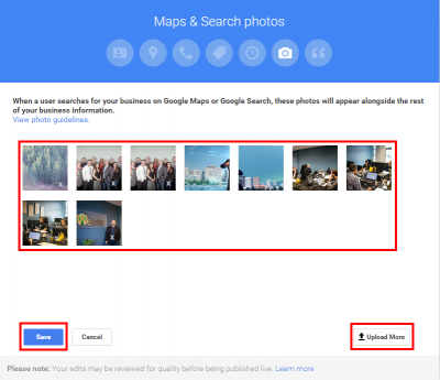 Maps and Search Photos Editing Interface