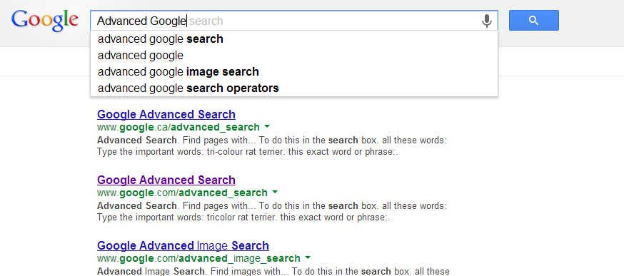 Advanced Google search