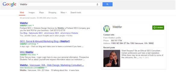 Search Result with Rel=Publisher Brand Box
