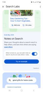 Enable Notes in Search inside of Search Labs