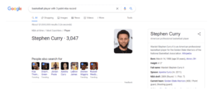 Google knowledge card - who has the most 3 pointers in the nba