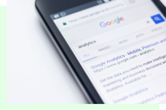 phone with Google search for analytics 