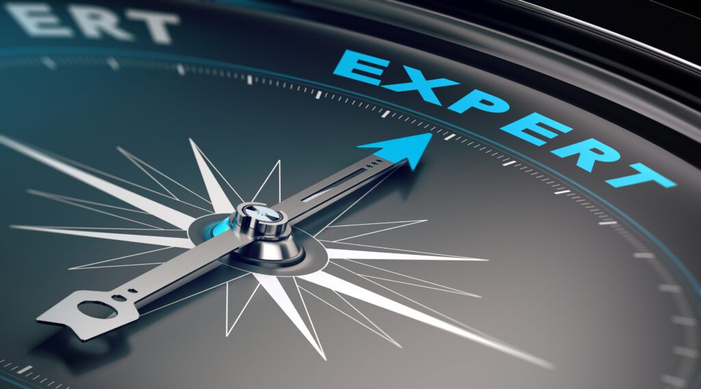 Compass with needle pointing to the word expert to illustrate How To Write Content Like An Expert