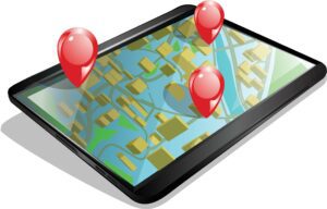 Illustration of touchscreen with map and locations pinpointed to illustrate Multi-Location SEO 5 Ways to Harness its Power_3