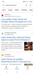 News related query "Israel in Hamas" no Notes on search results