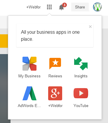 google my business app only shows share profile button