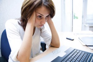 Woman waiting for website to load