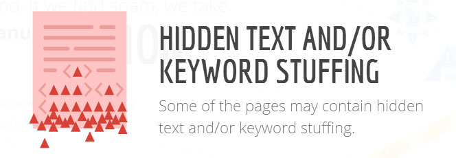Hidden Text and/or Keyword Stuffing