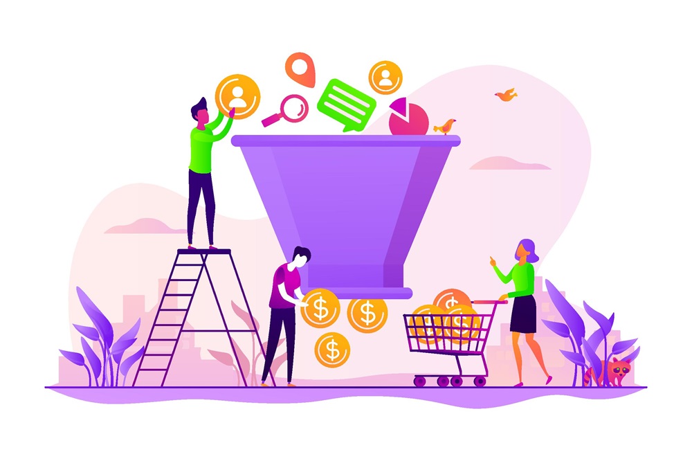 Illustration of a sales funnel