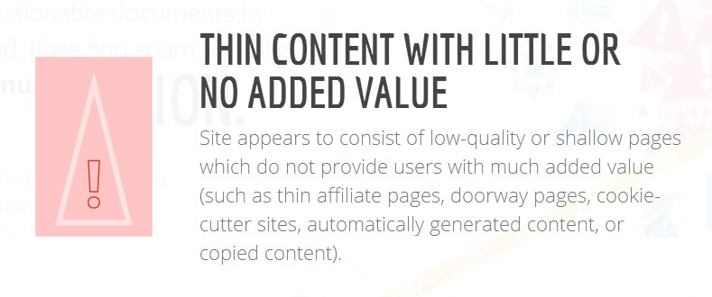 Thin content with little or no added value